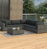VidaXL 6-delige Loungeset met kussens poly rattan grijs