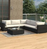 VidaXL 6-delige Loungeset met kussens poly rattan zwart