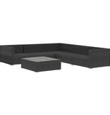 VidaXL 6-delige Loungeset met kussens poly rattan zwart