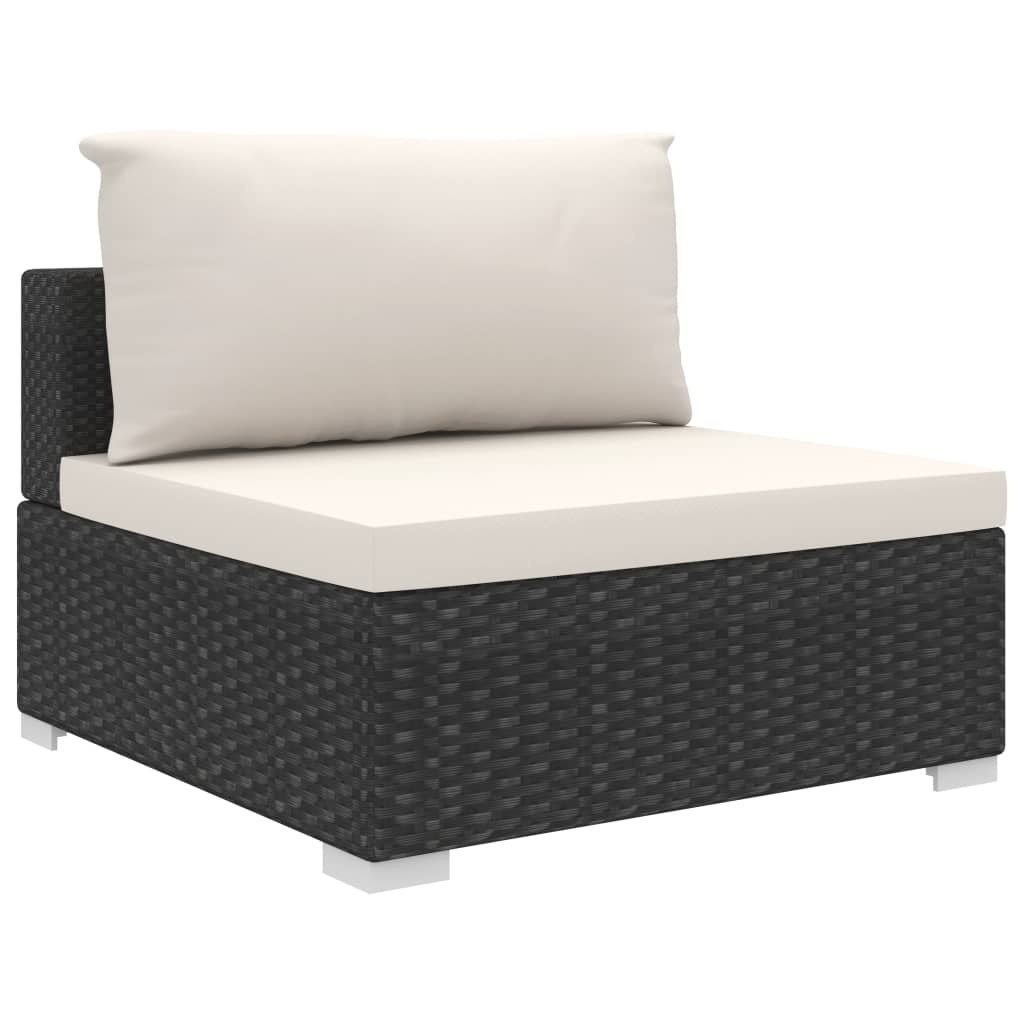 VidaXL 6-delige Loungeset met kussens poly rattan zwart