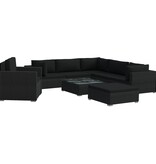 VidaXL 8-delige Loungeset met kussens poly rattan zwart