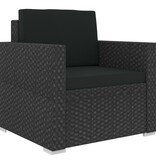 VidaXL 8-delige Loungeset met kussens poly rattan zwart