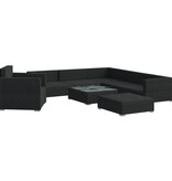 VidaXL 8-delige Loungeset met kussens poly rattan zwart