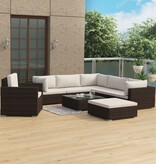 VidaXL 8-delige Loungeset met kussens poly rattan bruin
