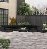 VidaXL 12-delige Loungeset met kussens poly rattan zwart