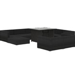 VidaXL 10-delige Loungeset met kussens poly rattan zwart