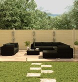 VidaXL 10-delige Loungeset met kussens poly rattan zwart