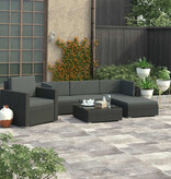 VidaXL 6-delige Loungeset met kussens poly rattan zwart