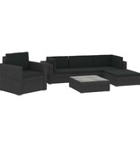 VidaXL 6-delige Loungeset met kussens poly rattan zwart