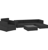 VidaXL 6-delige Loungeset met kussens poly rattan zwart