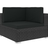 VidaXL 6-delige Loungeset met kussens poly rattan zwart
