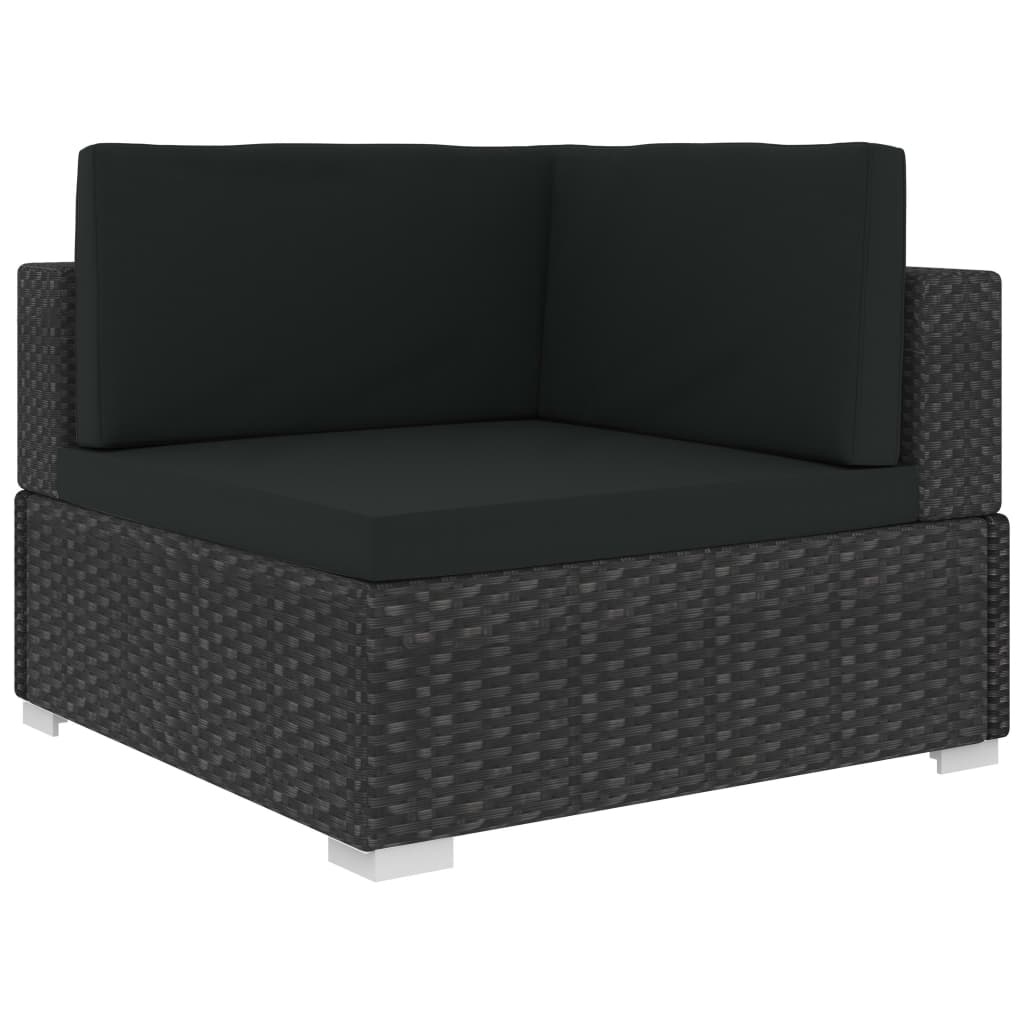 VidaXL 6-delige Loungeset met kussens poly rattan zwart