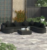 VidaXL 8-delige Loungeset met kussens poly rattan zwart