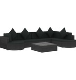 VidaXL 8-delige Loungeset met kussens poly rattan zwart