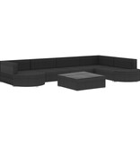VidaXL 8-delige Loungeset met kussens poly rattan zwart