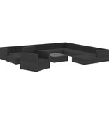 VidaXL 12-delige Loungeset met kussens poly rattan zwart
