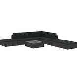 VidaXL 8-delige Loungeset met kussens poly rattan zwart