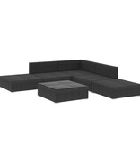 VidaXL 6-delige Loungeset met kussens poly rattan zwart