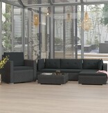 VidaXL 6-delige Loungeset met kussens poly rattan zwart
