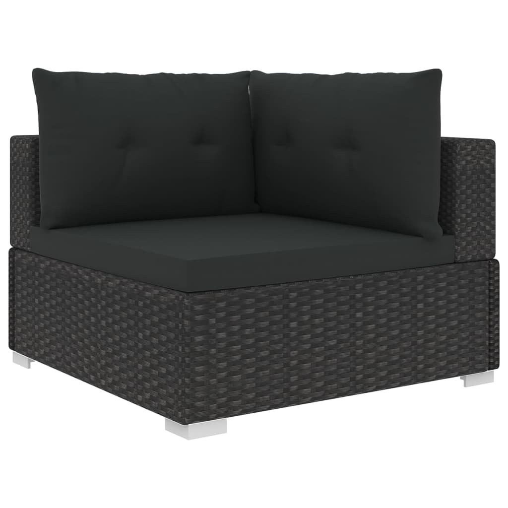 VidaXL 6-delige Loungeset met kussens poly rattan zwart