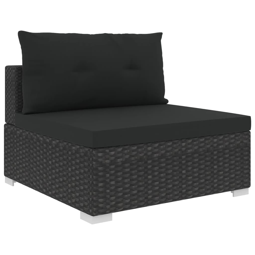 VidaXL 6-delige Loungeset met kussens poly rattan zwart