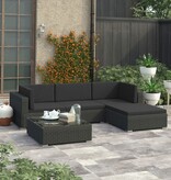 VidaXL 5-delige Loungeset met kussens poly rattan zwart