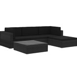 VidaXL 5-delige Loungeset met kussens poly rattan zwart