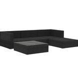 VidaXL 5-delige Loungeset met kussens poly rattan zwart
