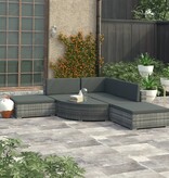 VidaXL 6-delige Loungeset met kussens poly rattan grijs