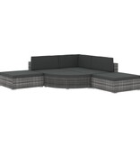 VidaXL 6-delige Loungeset met kussens poly rattan grijs