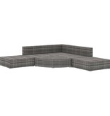 VidaXL 6-delige Loungeset met kussens poly rattan grijs