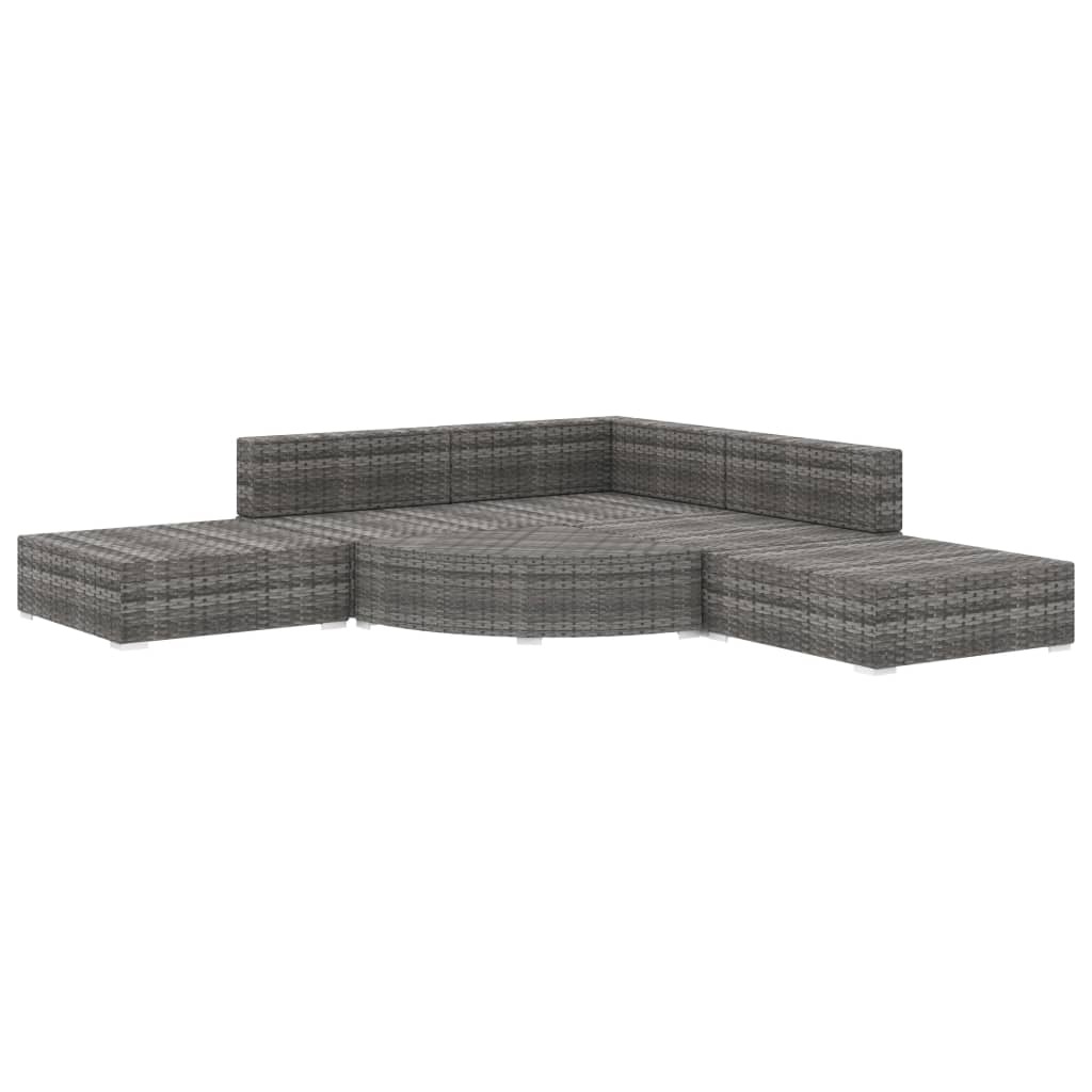 VidaXL 6-delige Loungeset met kussens poly rattan grijs