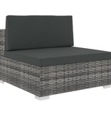 VidaXL 6-delige Loungeset met kussens poly rattan grijs