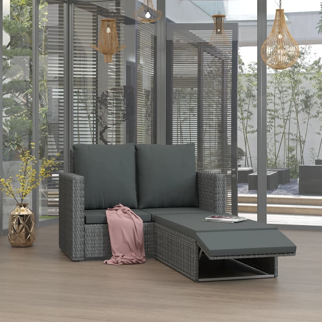 VidaXL 2-delige Loungeset met kussens poly rattan grijs