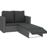 VidaXL 2-delige Loungeset met kussens poly rattan grijs
