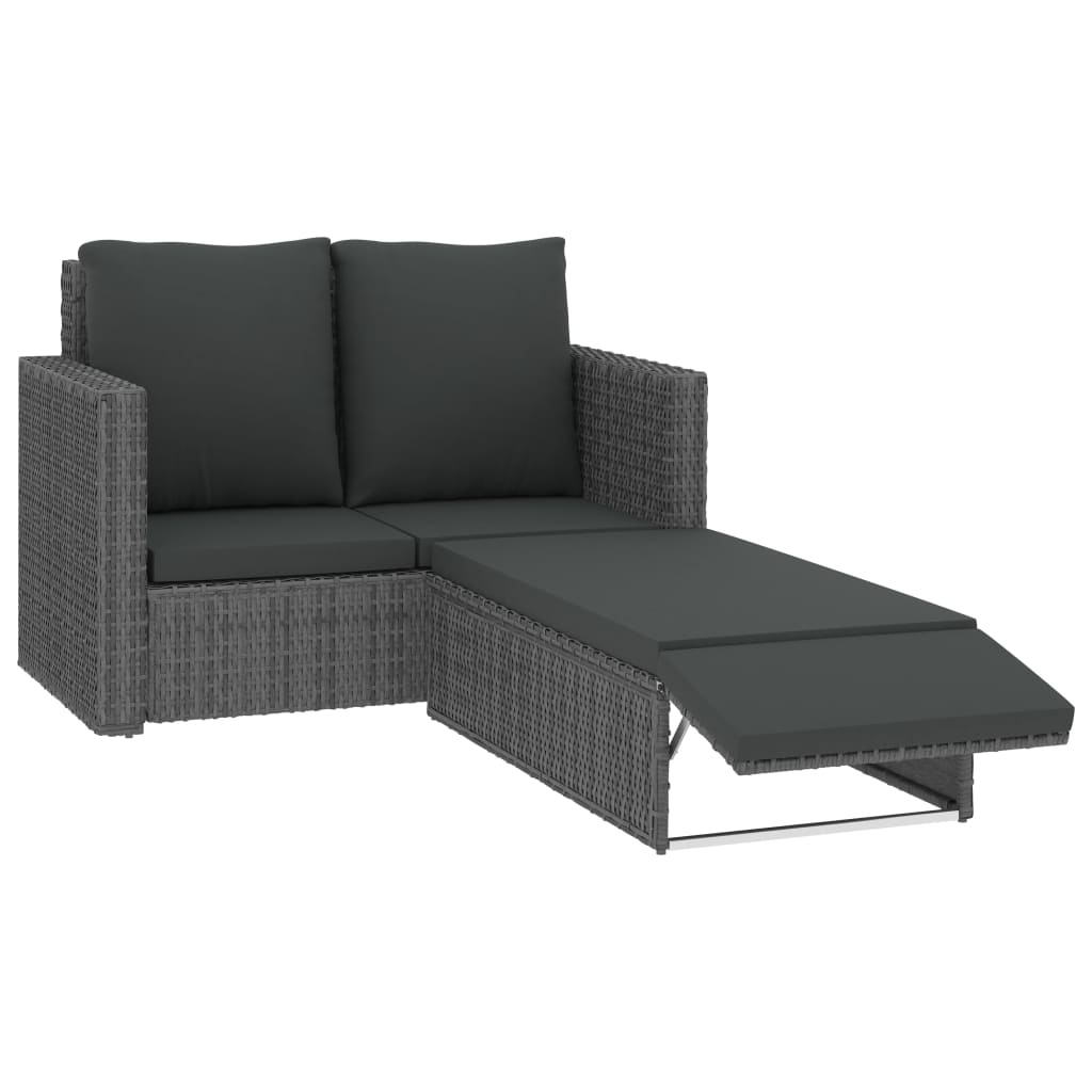 VidaXL 2-delige Loungeset met kussens poly rattan grijs