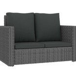 VidaXL 2-delige Loungeset met kussens poly rattan grijs
