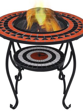 VidaXL Vuurtafel mozaïek 68 cm keramiek terracottakleurig en wit