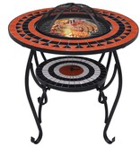 VidaXL Vuurtafel mozaïek 68 cm keramiek terracottakleurig en wit