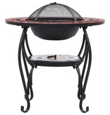 VidaXL Vuurtafel mozaïek 68 cm keramiek terracottakleurig en wit