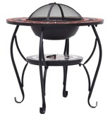 VidaXL Vuurtafel mozaïek 68 cm keramiek terracottakleurig en wit