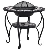 VidaXL Vuurtafel mozaïek 68 cm keramiek zwart en wit