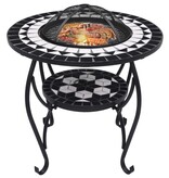 VidaXL Vuurtafel mozaïek 68 cm keramiek zwart en wit