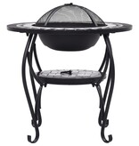 VidaXL Vuurtafel mozaïek 68 cm keramiek zwart en wit