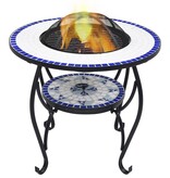 VidaXL Vuurtafel mozaïek 68 cm keramiek blauw en wit