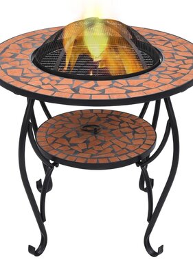 VidaXL Vuurtafel mozaïek 68 cm keramiek terracottakleurig