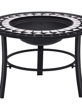 VidaXL Vuurschaal mozaïek 68 cm keramiek zwart en wit