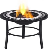 VidaXL Vuurschaal mozaïek 68 cm keramiek zwart en wit