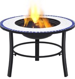 VidaXL Vuurschaal mozaïek 68 cm keramiek blauw en wit