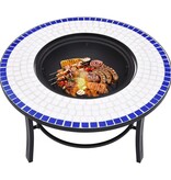 VidaXL Vuurschaal mozaïek 68 cm keramiek blauw en wit